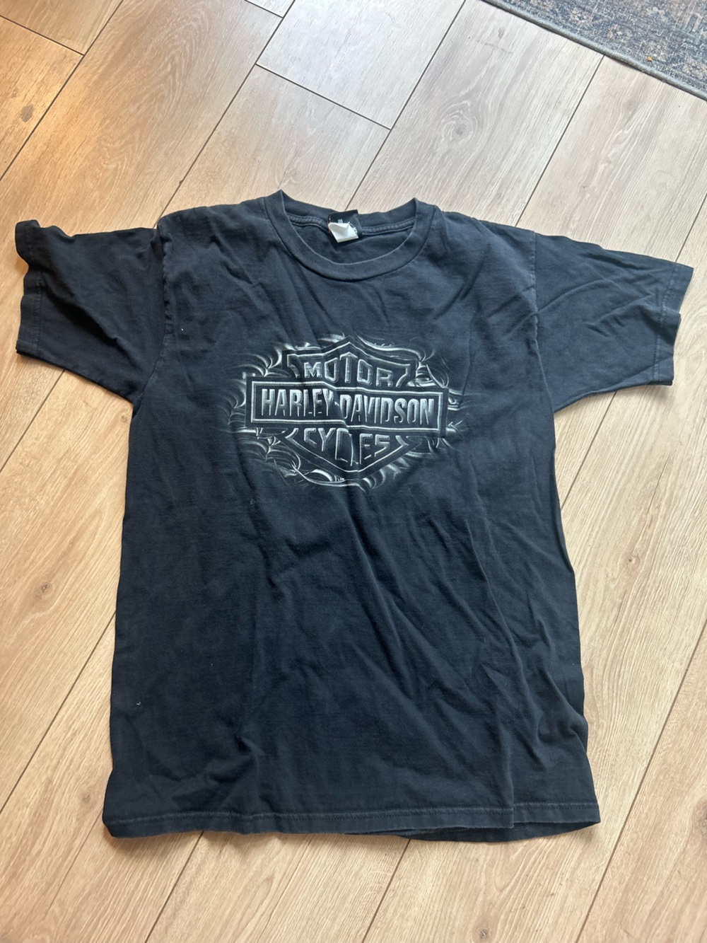 Harley-Davidson Black Short Sleeve Logo Tee with Faded Silver Graphic